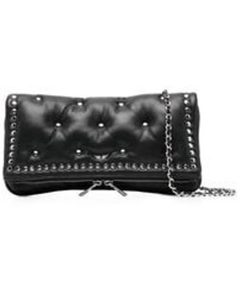 Women's Black Stud-detail Clutch Bag