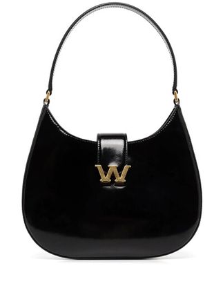 W Legacy Small Glossed-leather Shoulder Bag In Black