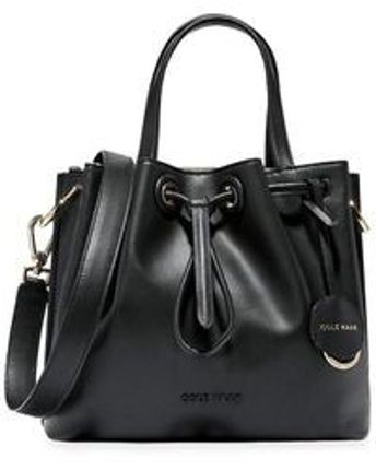Women's Black Small Leather Bucket Bag