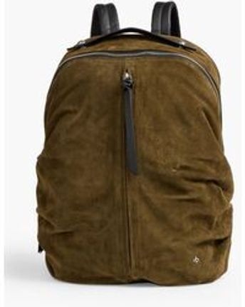 Women's Green Commuter Leather-trimmed Suede Backpack