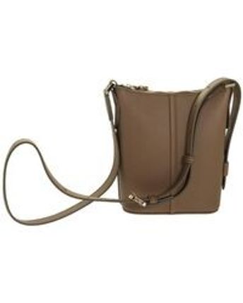 Women's Brown Zipped Bucket Bag