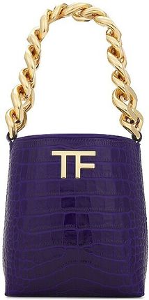TF Shiny Stamped Croc Maxi Chain Mini Hobo Bag in Purple