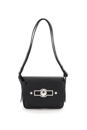 Twist-lock Leather Crossbody Bag In Black
