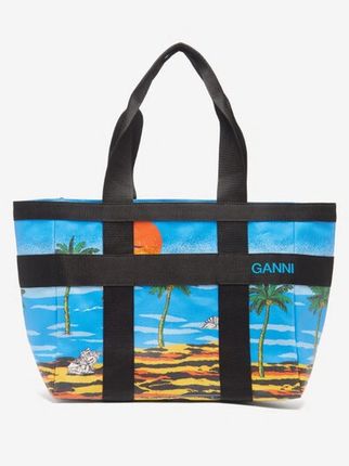 Beach-print Coated Organic-cotton Canvas Tote Bag In Palm Beach Cloisonne