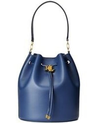 Women's Blue Large Andie Leather Drawstring Bag