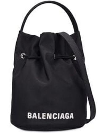 Women's Black Wheel Nylon Bucket Bag