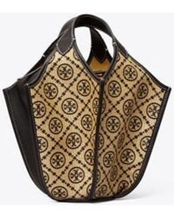 Women's T Monogram Lampshade Raffia Bag