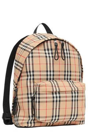 Jett Vintage Check Nylon Backpack In Beige