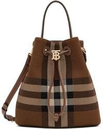 Men's Brown Check Bucket Bag