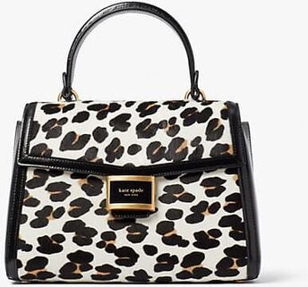 Katy Leopard Haircalf Medium Top-Handle Bag