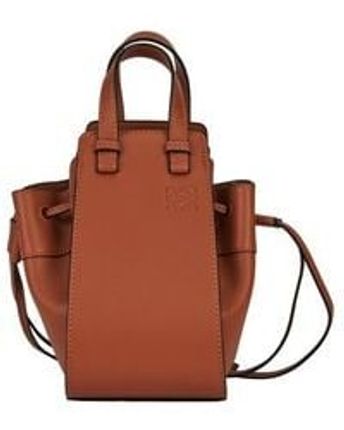 Women's Brown Mini Hammock Drawstring Leather Bag