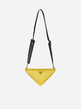 Saffiano Leather Triangle Bag In Nero+sole