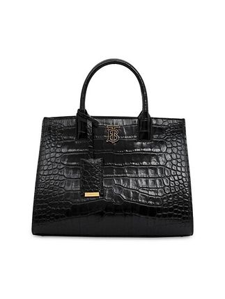 Mini Frances Croc-Embossed Leather Top Handle Bag