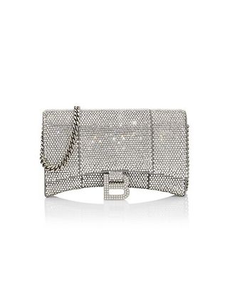 Hourglass Crystal-Embellished Leather Wallet-On-Chain