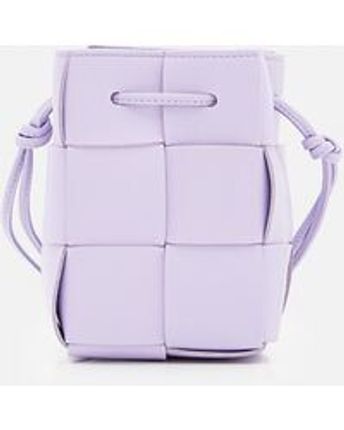 Women's Purple Maxi Intrecciato Leather Mini Bucket Bag