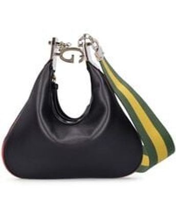 Women's Black Mini Attache Leather Hobo Bag