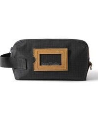 Men's Black Logo-embossed Suede-trimmed Nylon-ripstop Wash Bag
