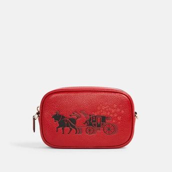 Lunar New Year Convertible Belt Bag With Ox And Carriage In Red