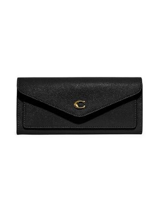Wyn Crossgrain Leather Envelope Wallet In Light Gold/black