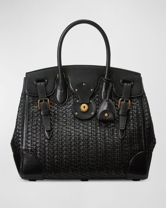Ricky 33 Woven Leather Top-Handle Bag
