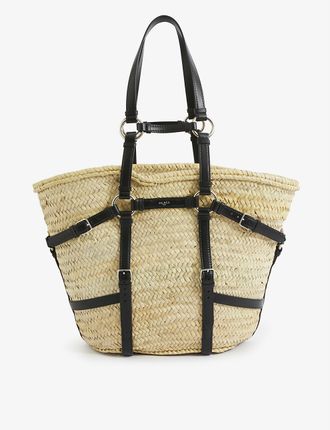 Le Panier staw and leather woven tote bag
