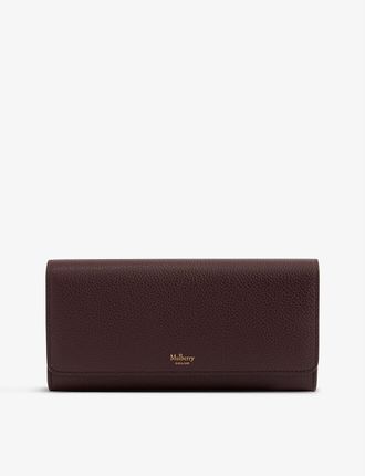 Logo-print leather continental wallet