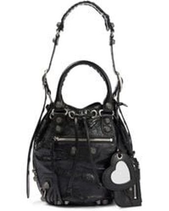 Women's Black Le Cagole Small Leather Bucket Bag