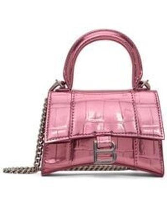 Women's Pink Mini Hourglass Top Handle Bag