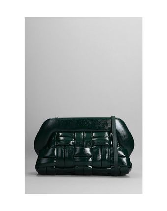Bios Weaved Clutch In Green Patent Leather