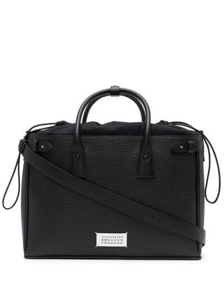 5ac Document Holder Leather Tote Bag In Black