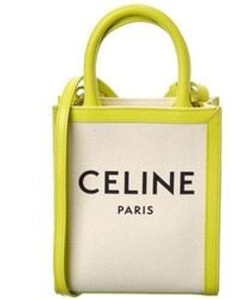 Women's Yellow Vertical Cabas Mini Canvas & Leather Tote