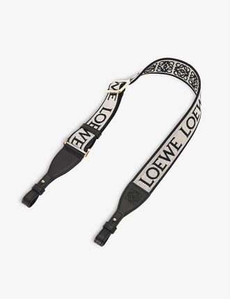 Anagram loop cotton and leather bag strap