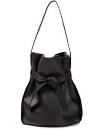 Women's Black Leo Large Leather Bucket Bag