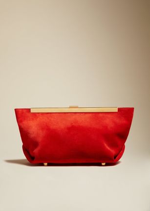 The Aimee Clutch in Scarlet Suede
