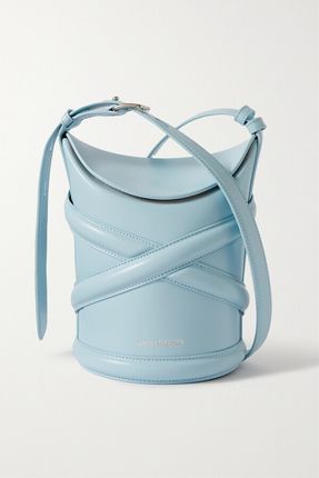 The Curve Small Leather Bucket Bag - Blue