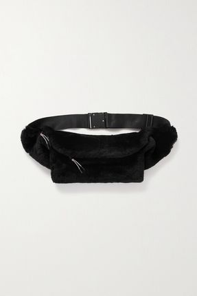 Grosgrain-trimmed Faux Fur Belt Bag - Black