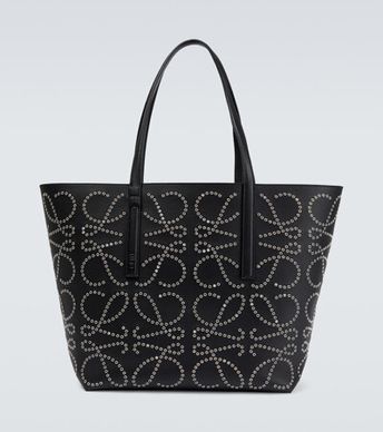 Anagram Studded Leather Tote In Black