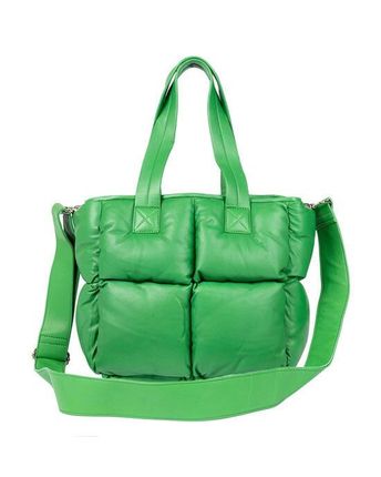 Padded Green Leather Shopper