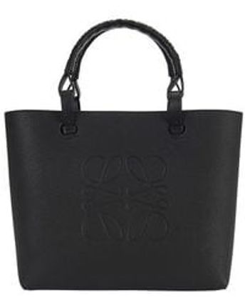 Women's Black Small Anagram Tote Bag In Grained Calfskin