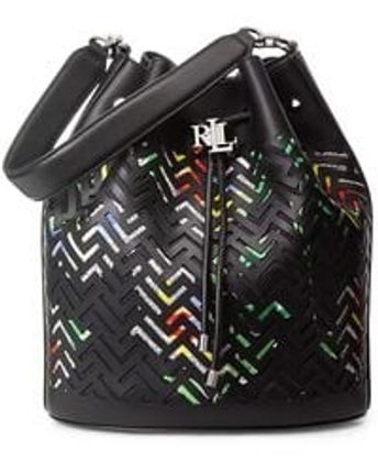 Women's Black Andie Perforated Leather Large Drawstring Bag Handbag