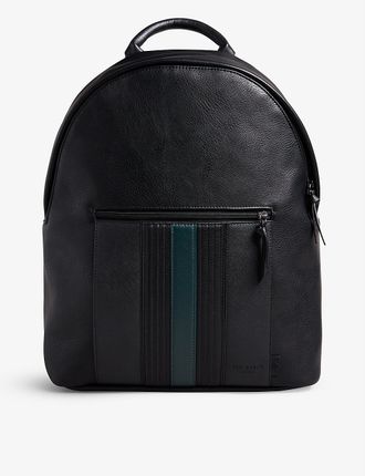 Esentle stripe-design faux-leather backpack