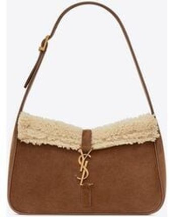 Women's White Le 5 À 7 Hobo Bag In Suede And Shearling