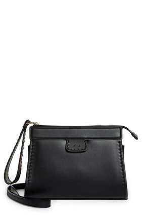Edith Leather Crossbody Pouch In Black