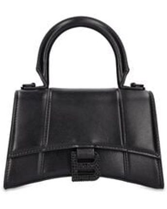 Women's Black Xs Hourglass Leather Top Handle Bag