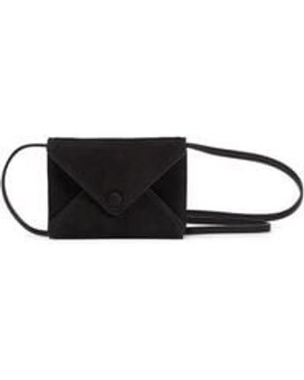 Women's Black Envelope Mini Leather Belt Bag