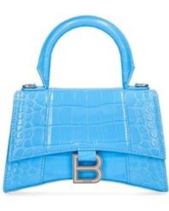 Women's Blue Xs Hourglass Leather Top Handle Bag