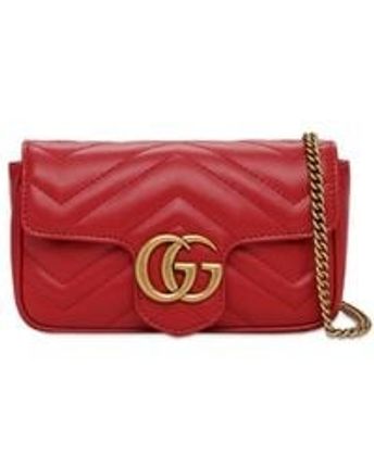 Women's Red GG Marmont Matelassé Leather Super Mini Bag