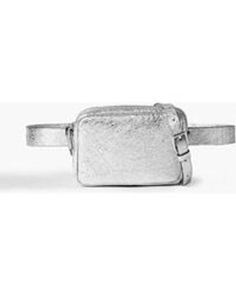 Women's Metallic Cracked-leather Belt Bag
