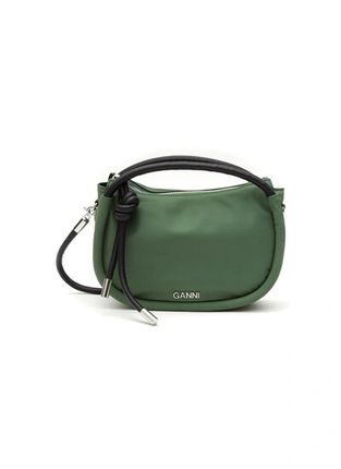 Mini Knot Recycled-polyester And Leather Cross-body Bag In Green