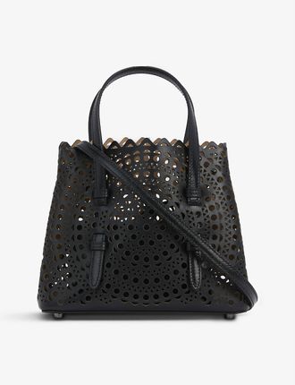 Mina laser-cut leather tote bag